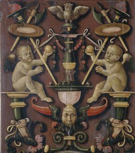 Motiv med Putti (tempera på nåletræ)